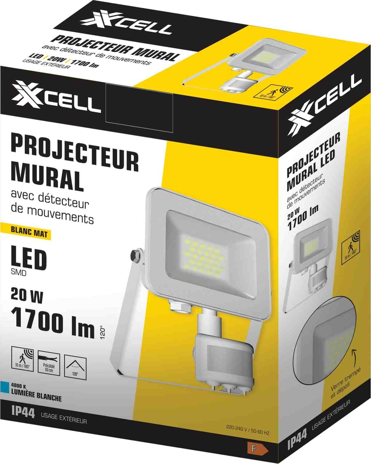Projecteur détect. ir blanc IP44 20W 4000k 1700lm