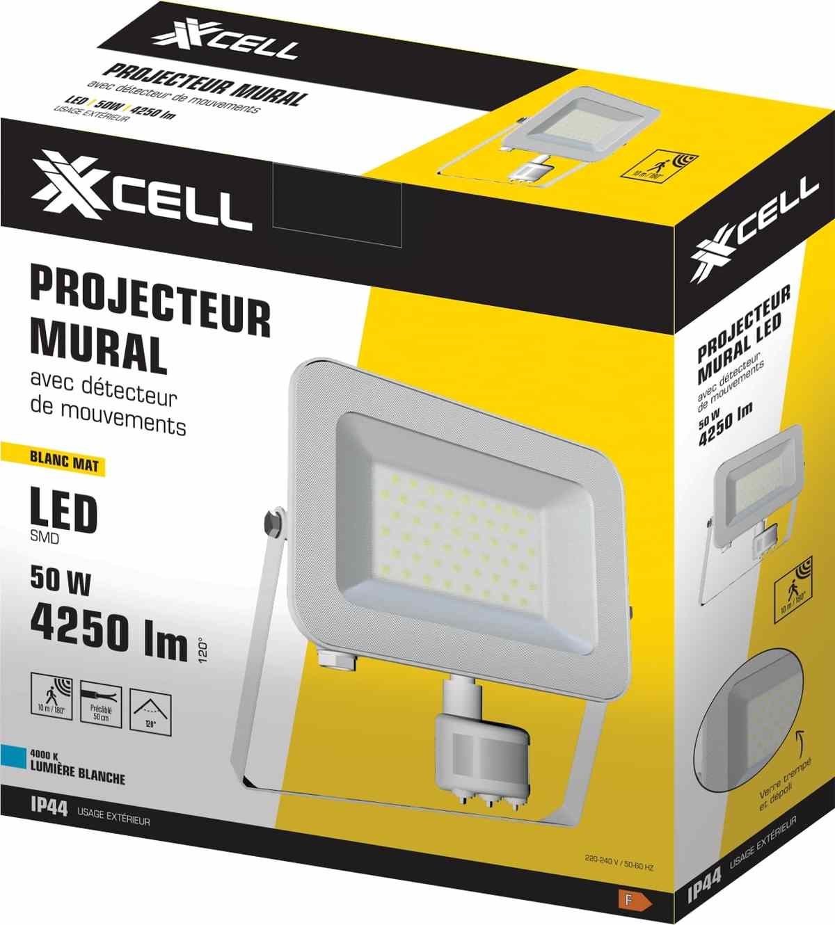 Projecteur détect. ir blanc IP44 50W 4000k 4250lm