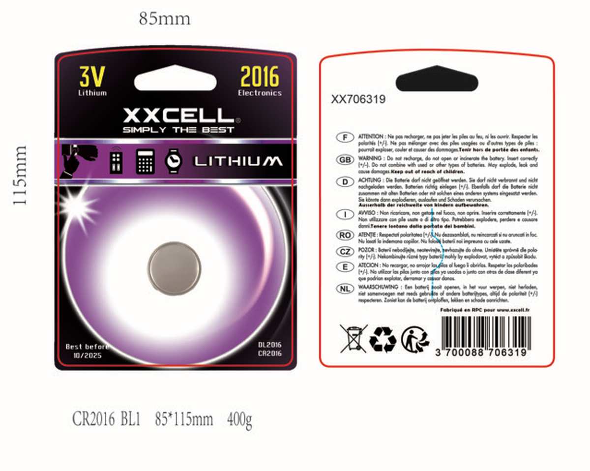 Pile cr2016 (3v) blister x1
