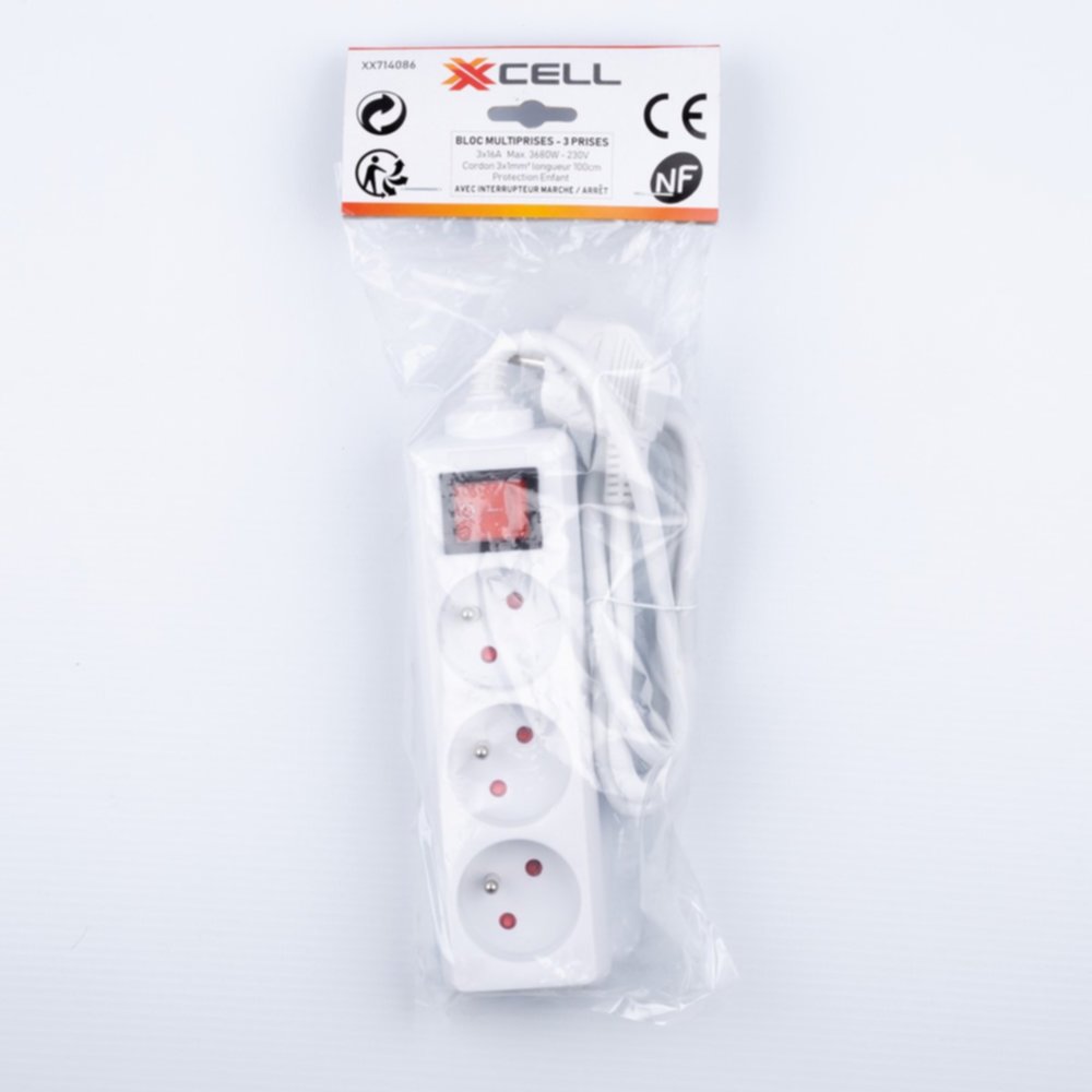 Bloc 3 prises - longueur fil 1m