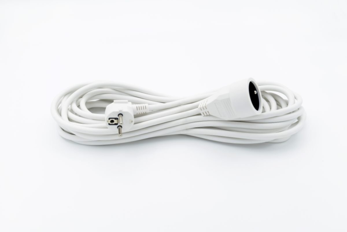Cordon rallonge 1x 16a blanc h05vvf Longueur 10m