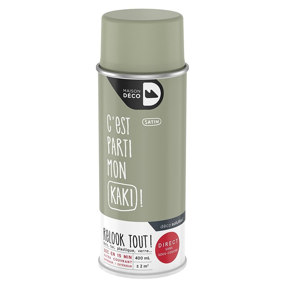 Peinture aérosol Relook Tout - Kaki satin 400 ml - MAISON DECO