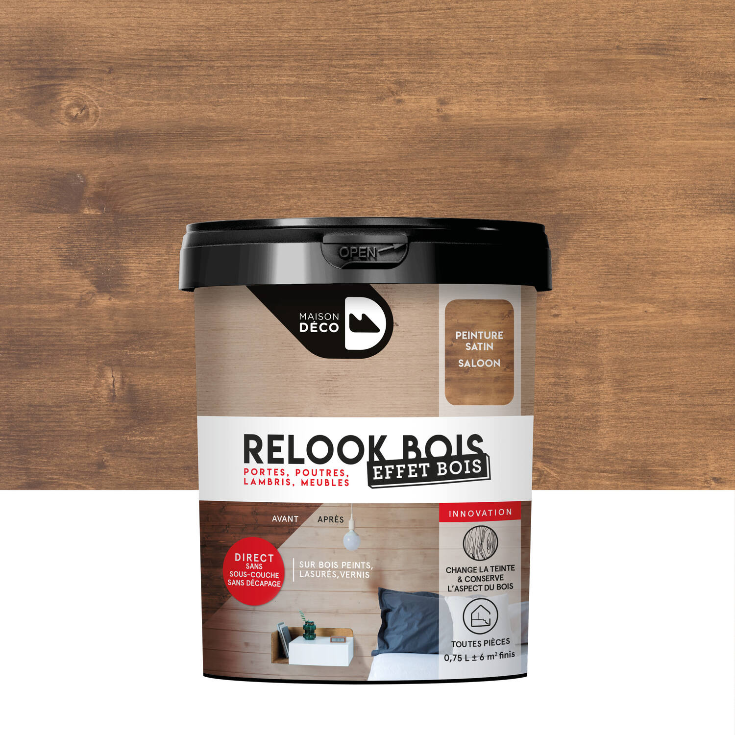 Peinture Relook bois saloon effet bois 0,75L - MAISON DECO