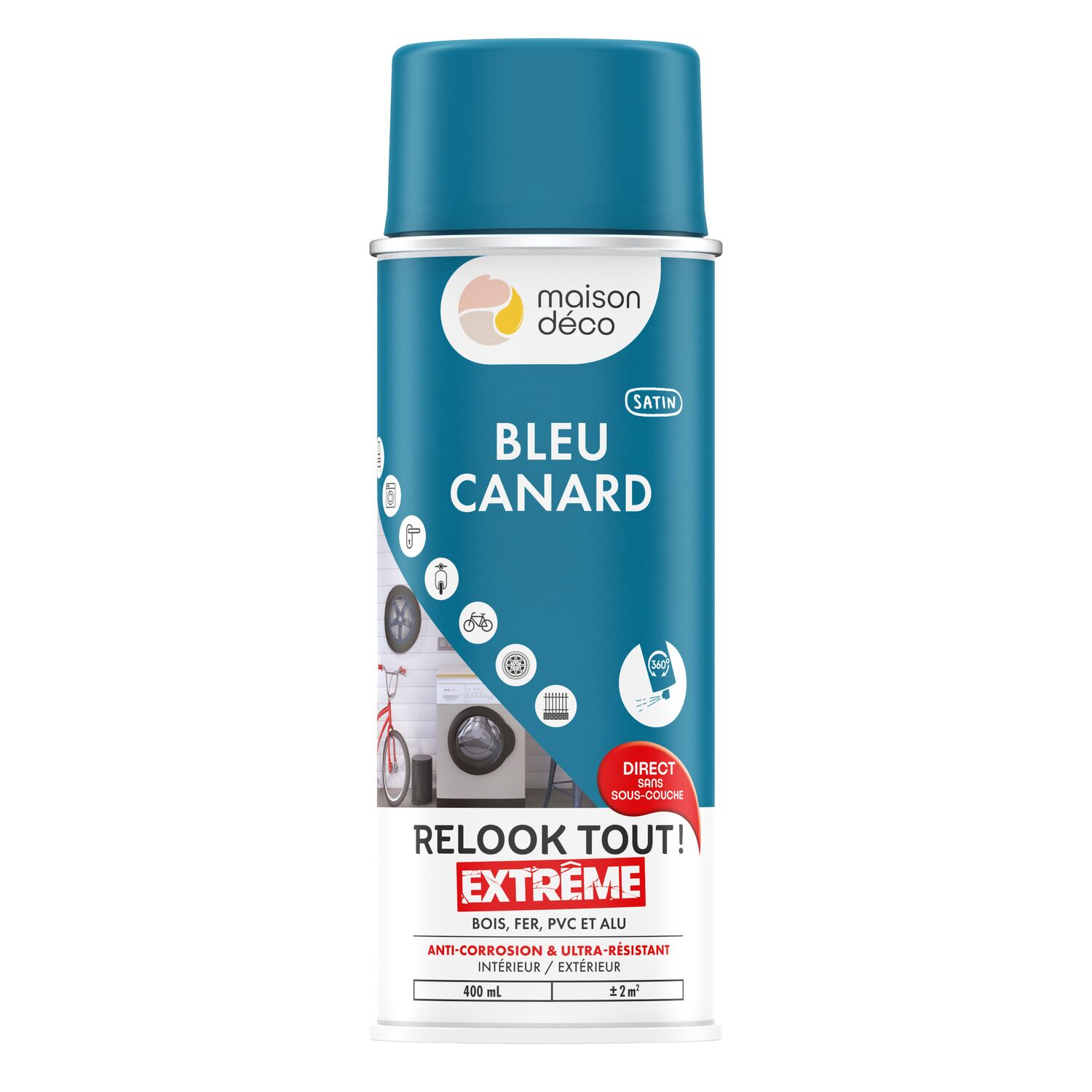 Peinture aérosol multi-supports bleu canard 0,4L extérieur - MAISON DECO