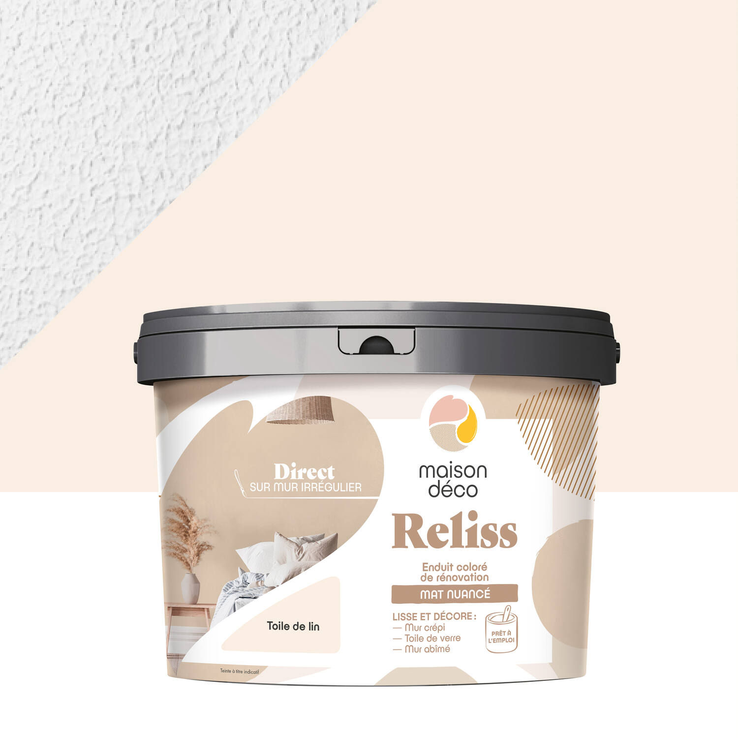 Enduit coloré rénovation mat nuancé Reliss toile de lin 15 kg - MAISON DECO