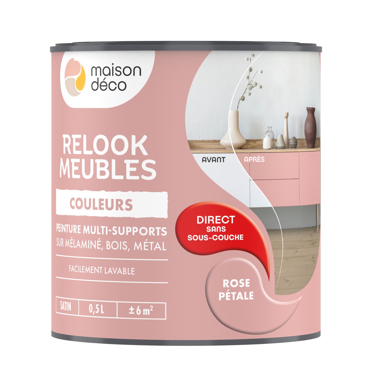 Peinture Relook Meubles Rose pétale 0,5L - MAISON DECO