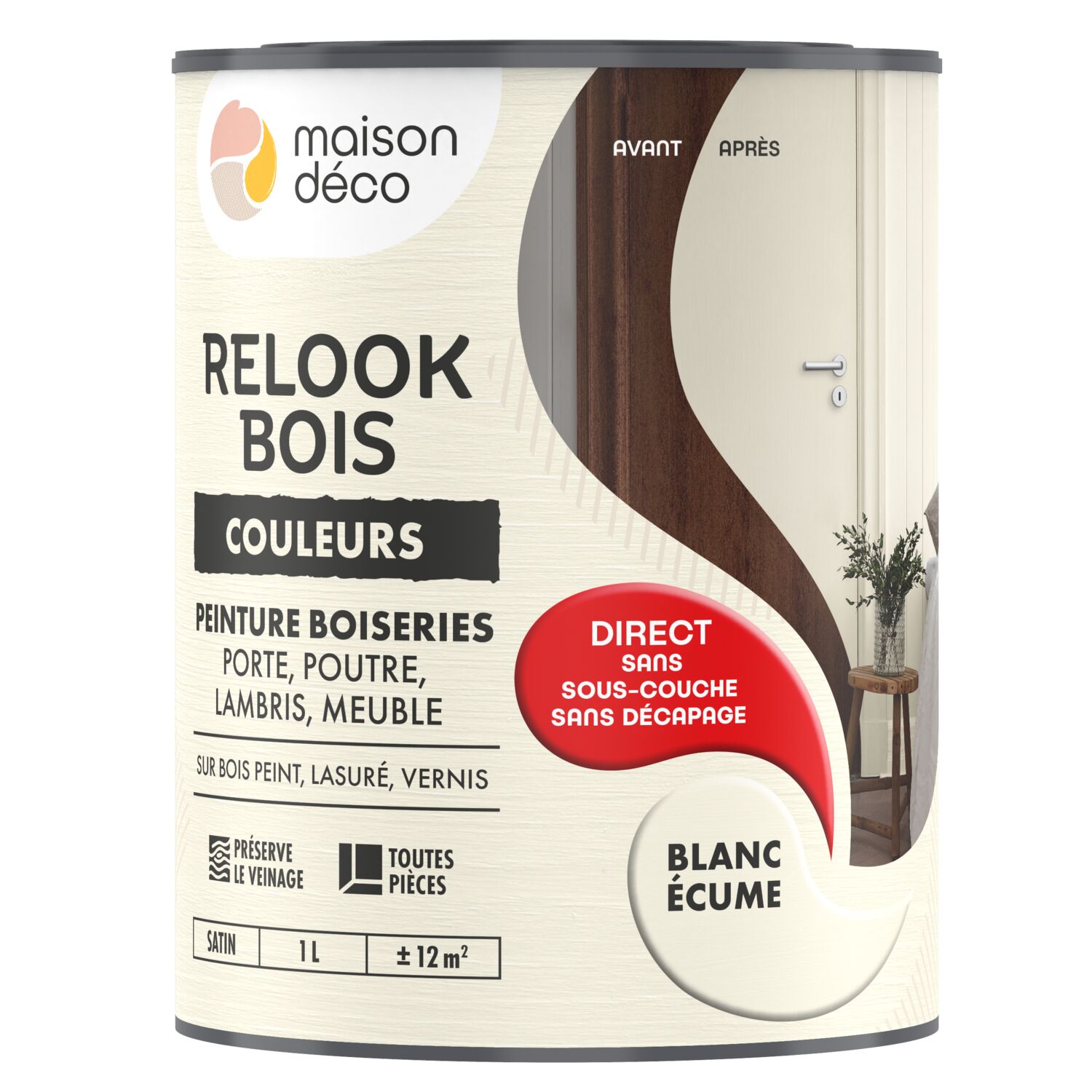 Peinture Relook Bois Blanc écume 1L - MAISON DECO