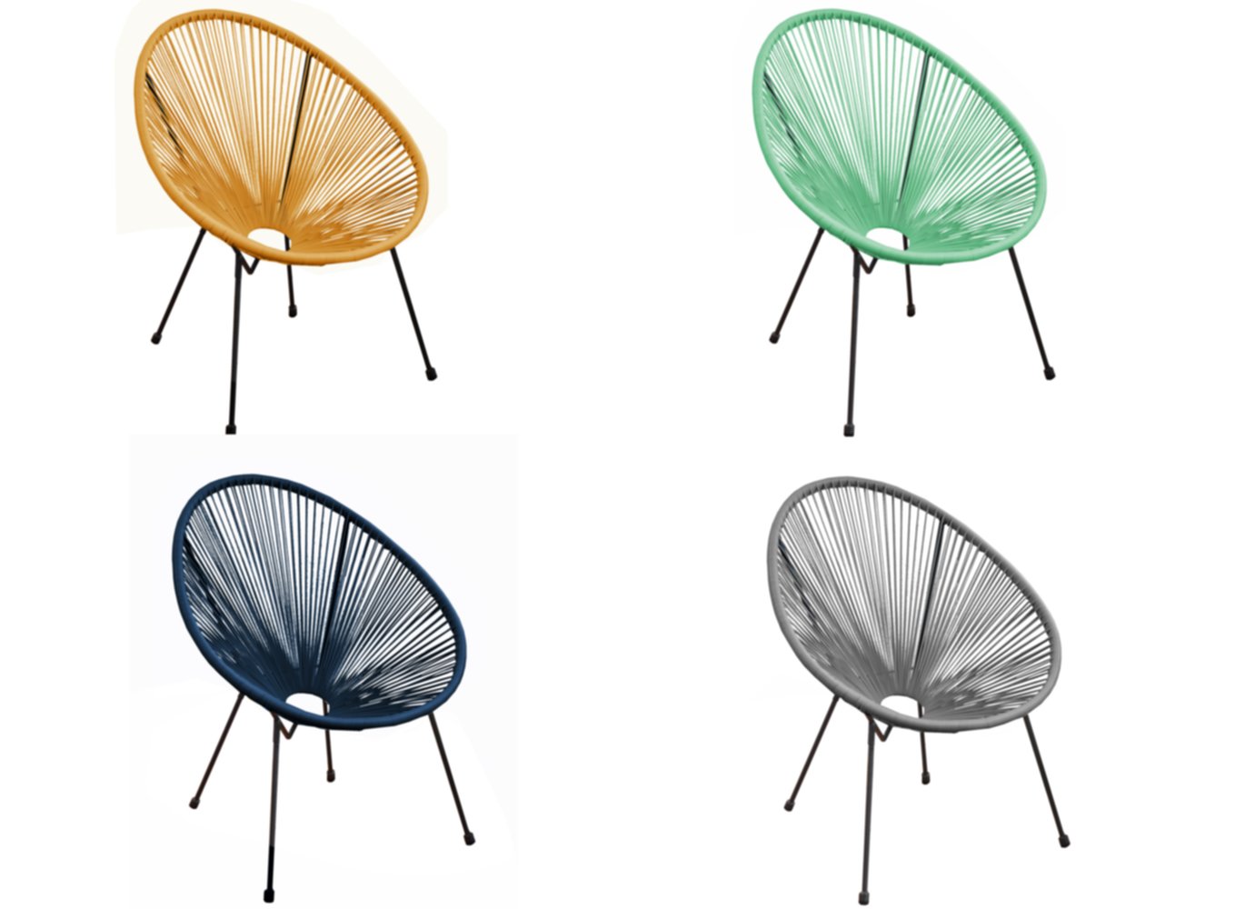 Rio fauteuil acier/fils résine - coloris mixte