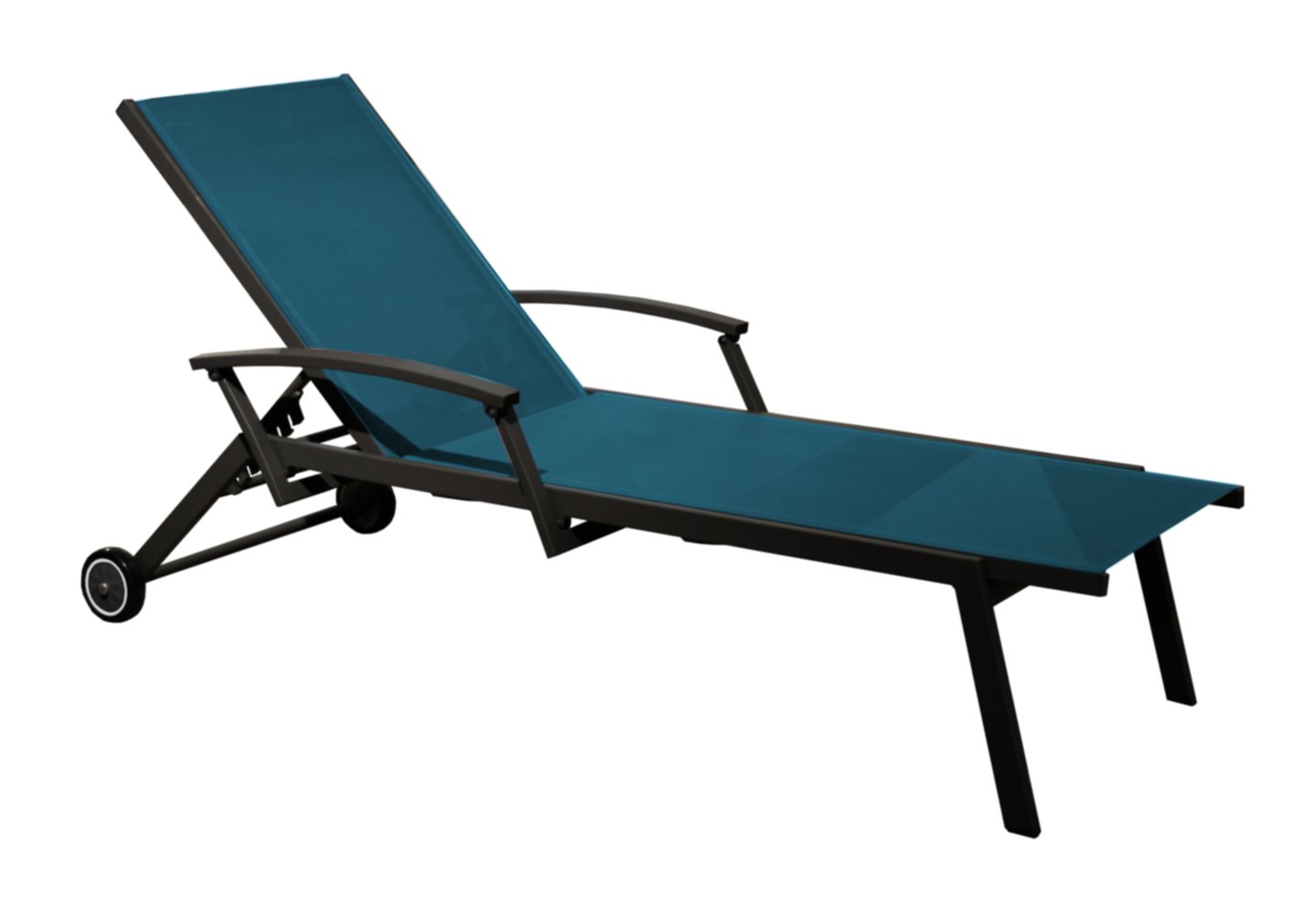 Bain de soleil Florence avec accoudoirs 190x34x68cm graphite/bleu