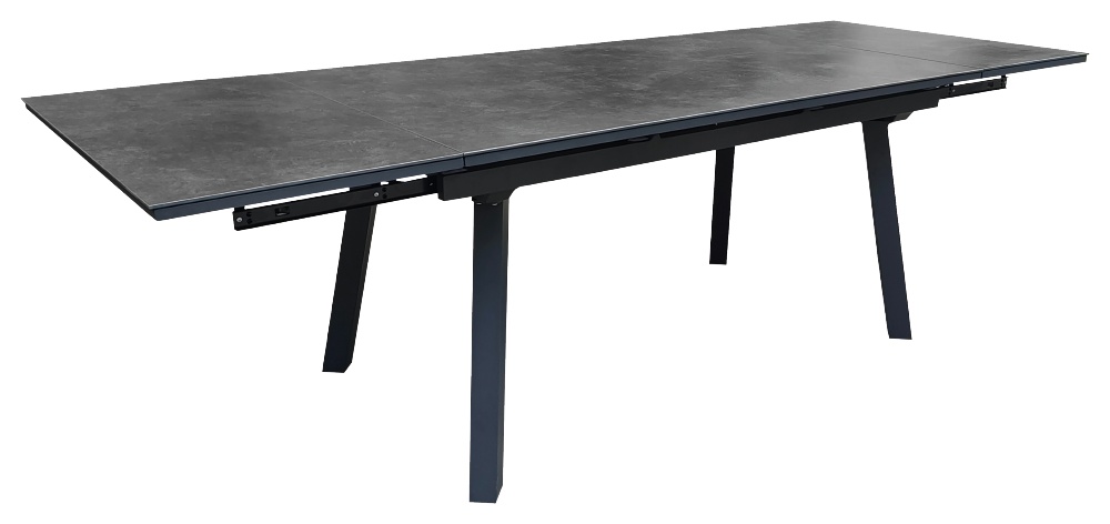Table de jardin alu céramique Agra 150/200/250x90cm Gris - PROLOISIRS