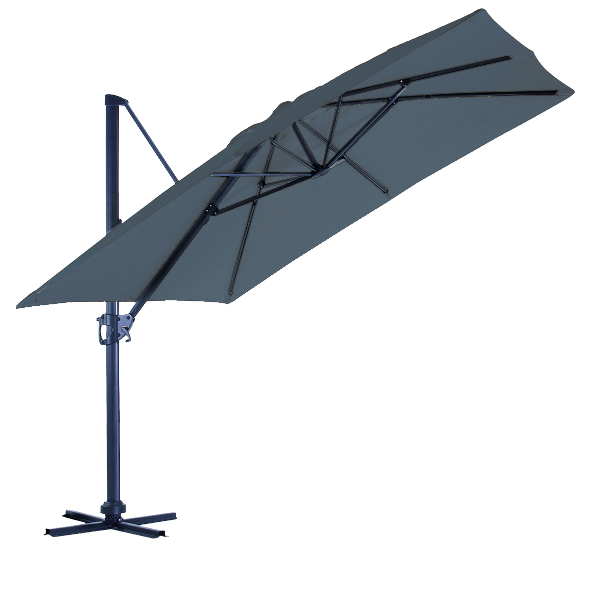 Parasol alu 3 x 3 m pied deporte gris anthracite