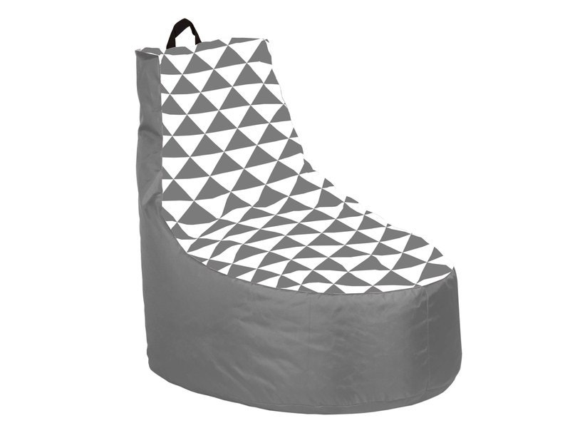 Pouf poire gris à motifs imperméable 200L 86x88cm - TENDANCES ET CREATIONS