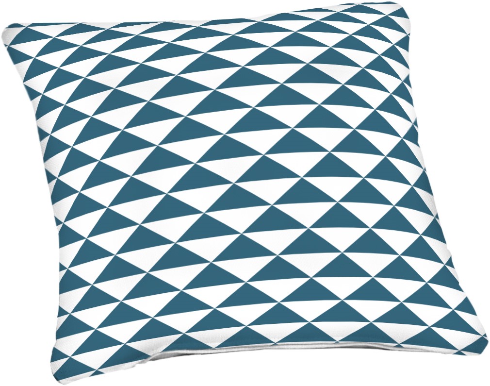 Coussin Déco Triangle déhoussable 40x40x10cm Bleu Canard