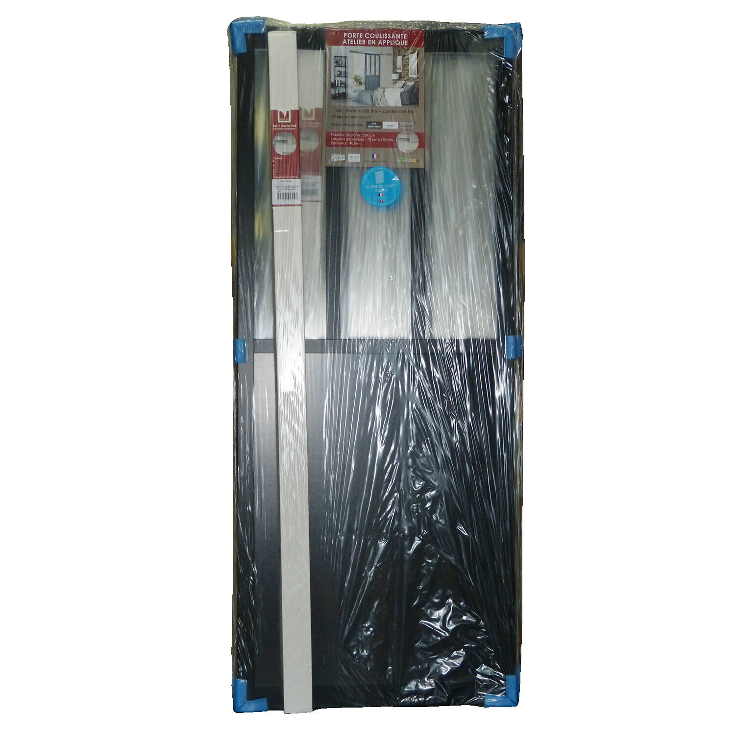 Porte Coulissante Atelier Effet Métal Noir 204x83x4cm - SKYLAB