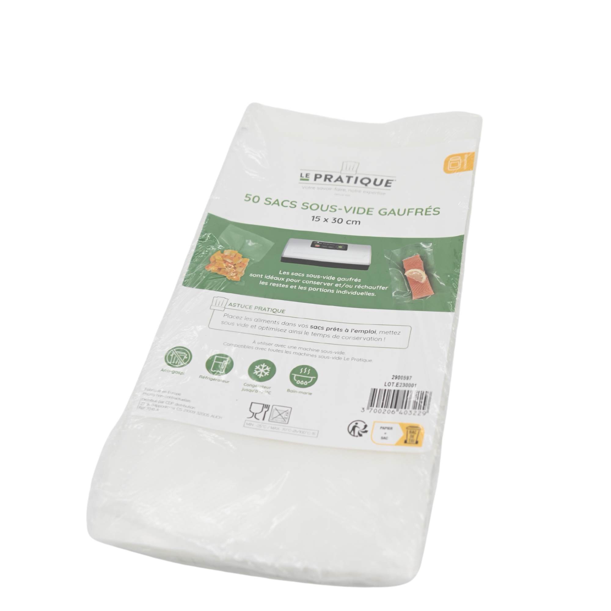 50 sacs sous-vide gaufrés 15 x 30 cm