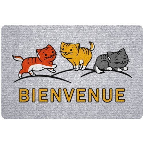 Tapis floqué grey'flock chats bienvenue 40x60cm