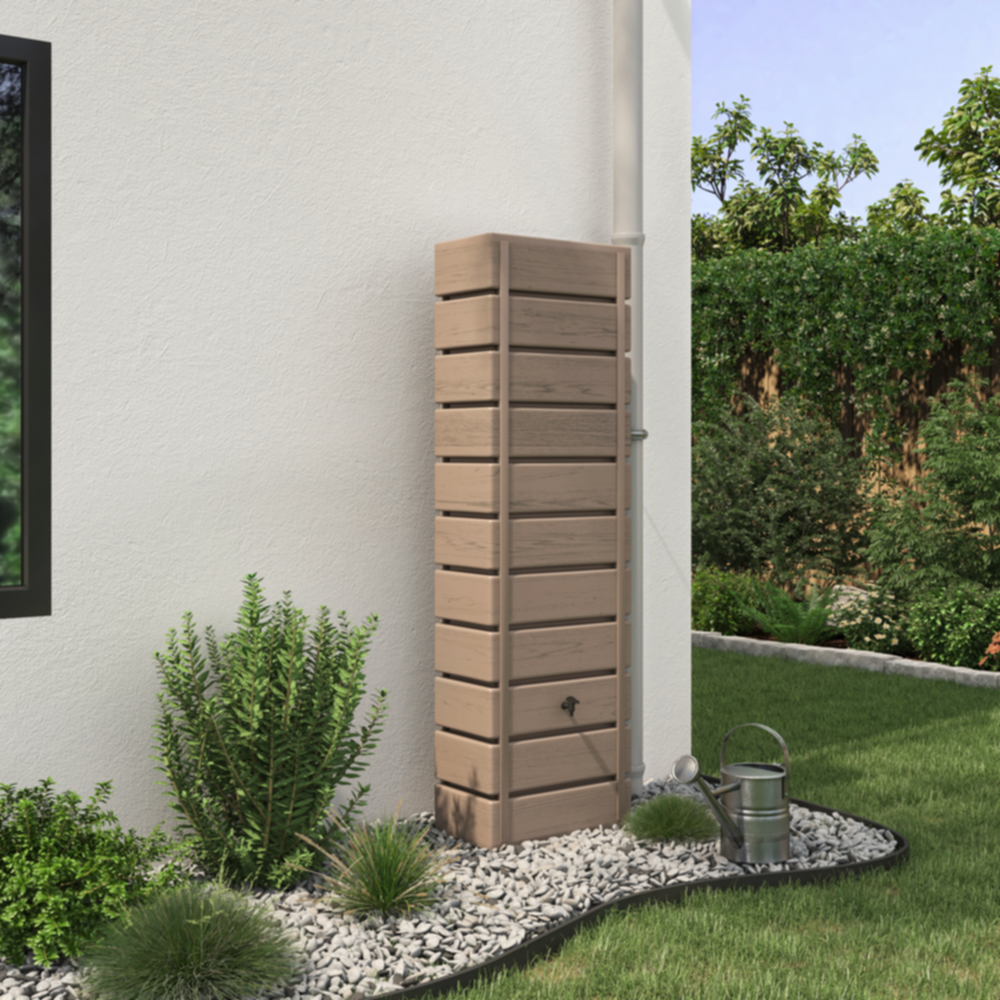 Récupérateur eau de pluie 300L Wood aspect bois beige - BELLI