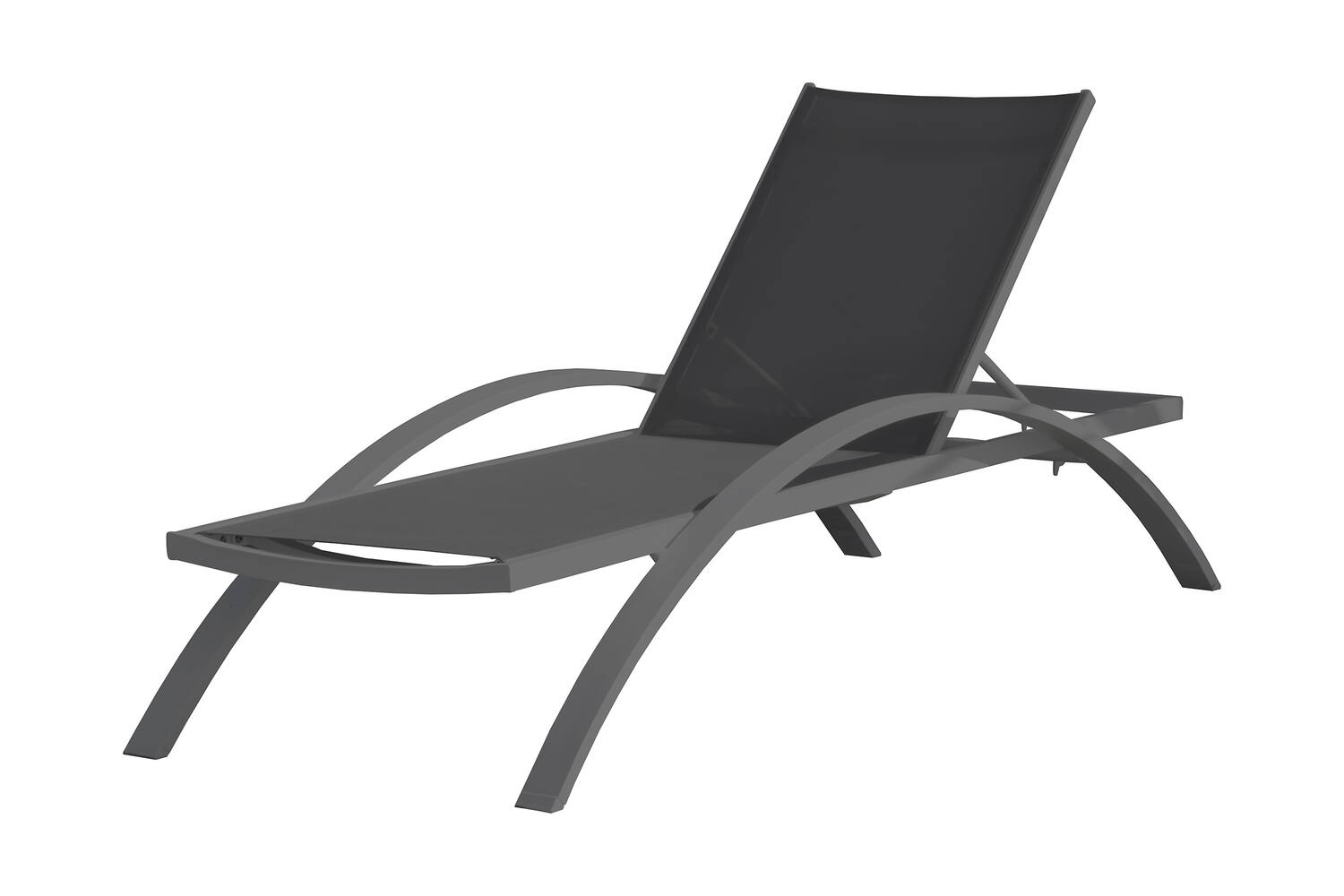 Bain de soleil Barcelona empilable en aluminium et textilène anthracite - DCB GARDEN