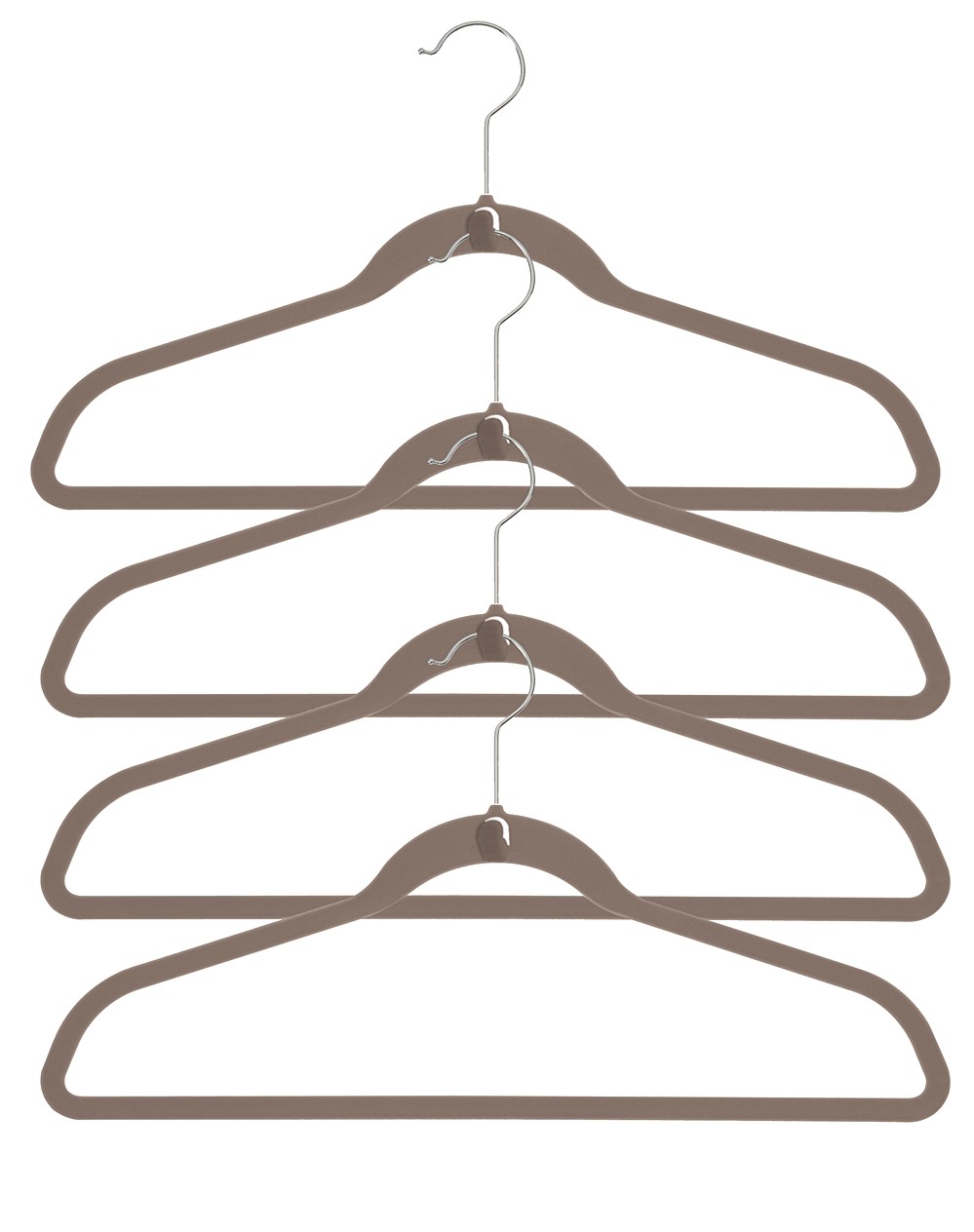 Lot de 4 cintres - Slim - Velours - Taupe - BOX&BEYOND