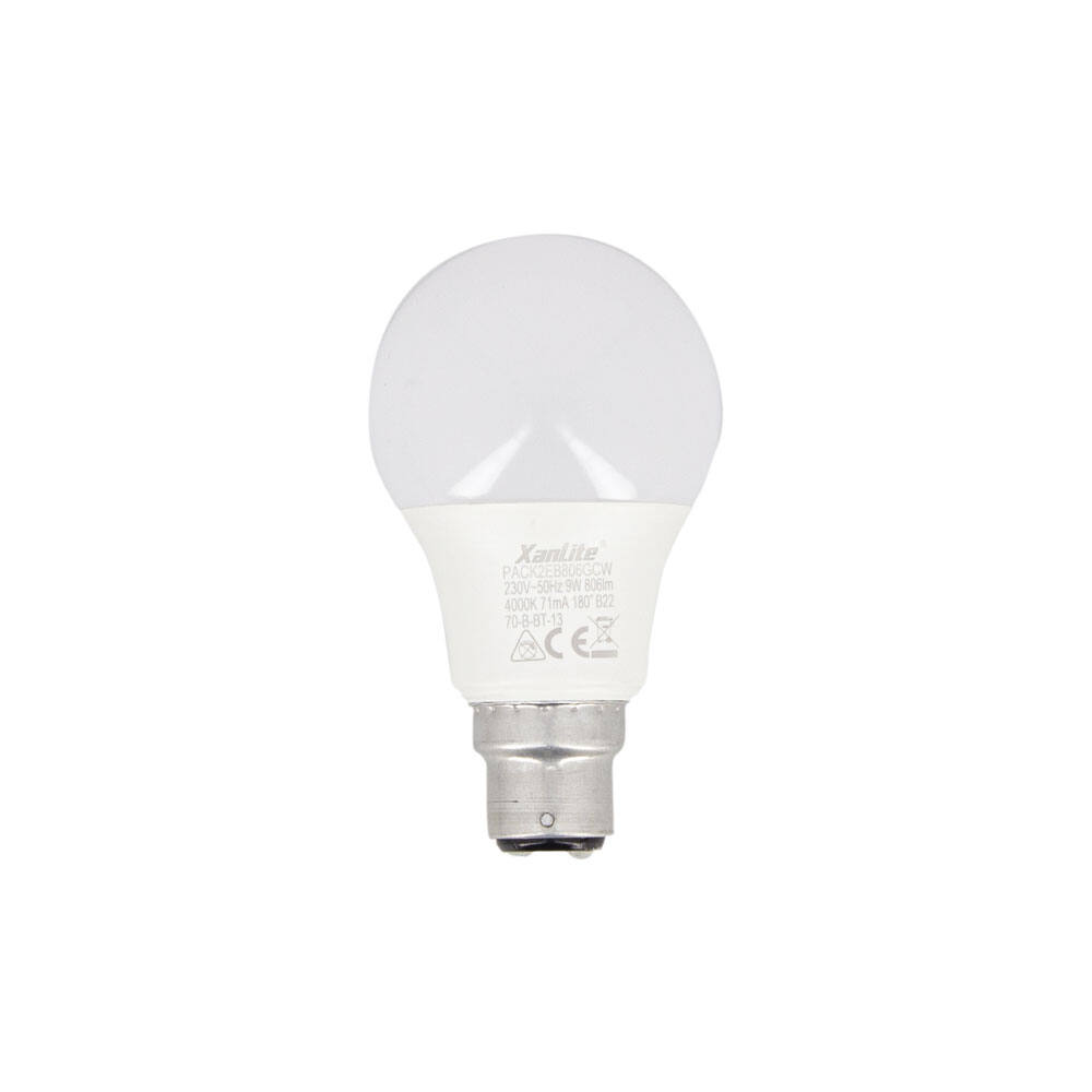 2 ampoules SMD led A60 opaque B22 806lm 60W 4000K blanc neutre