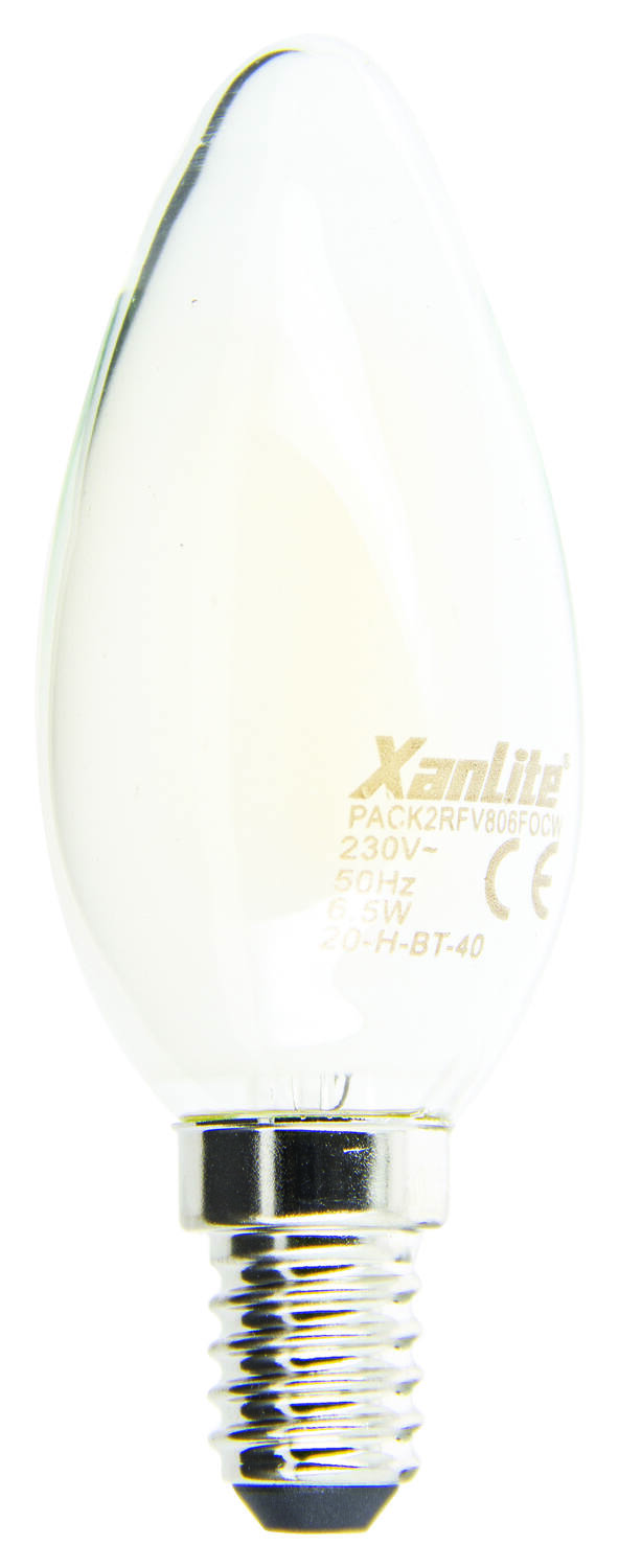 2 ampoules filament led opaque E14 806lm 60W blanc chaud - XANLITE