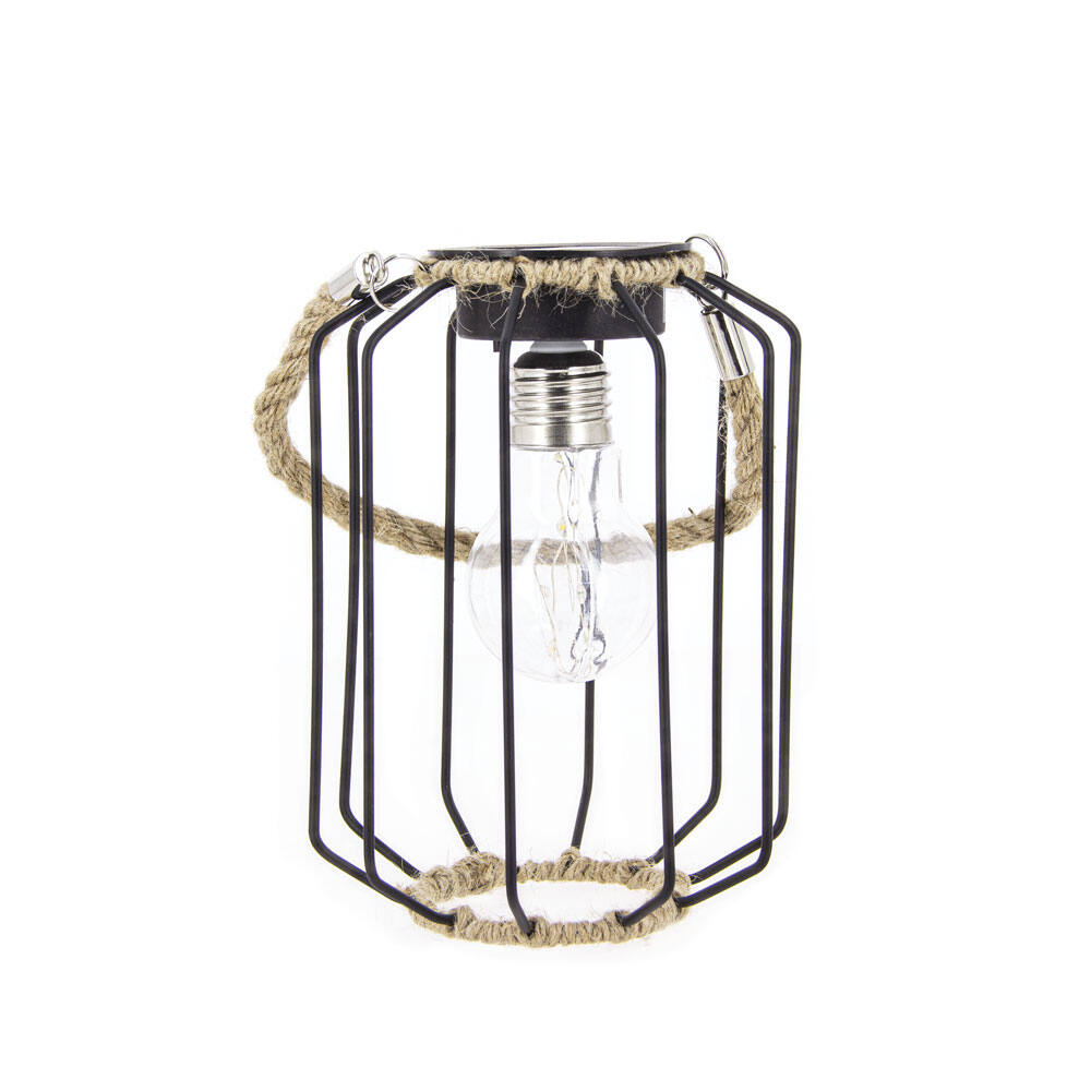 Lanterne solaire corde et métal led IP44 noir - XANLITE
