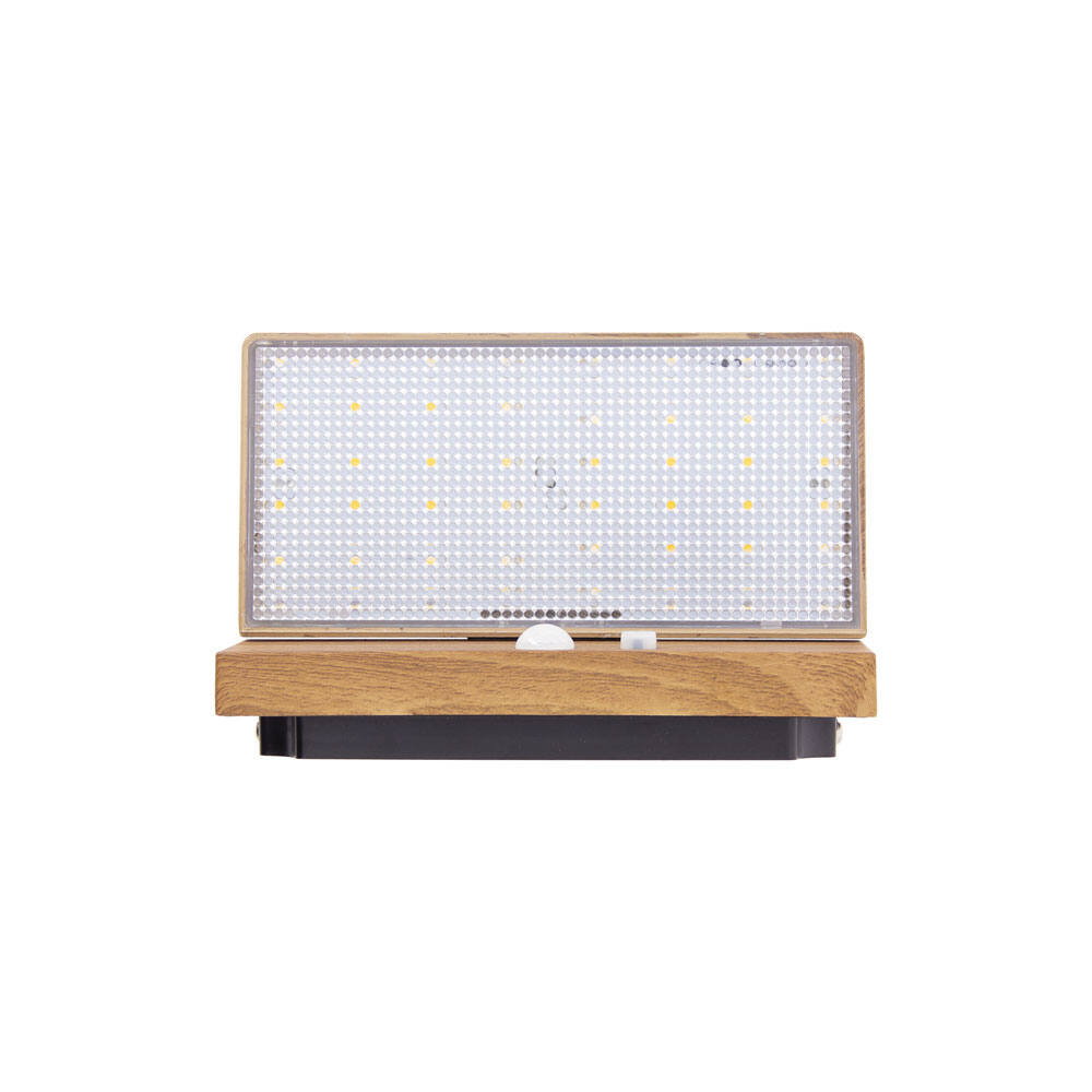 Applique solaire murale LED + détecteur mouvement + 3 modes d'éclairage IP44 effet bois