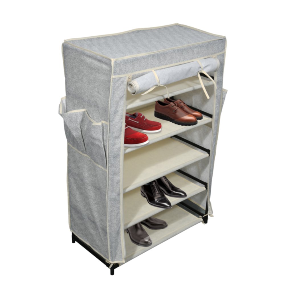 Armoire à chaussures d'appoint 5 étages avec housse 60 x 30 x 90 cm gris - MSV