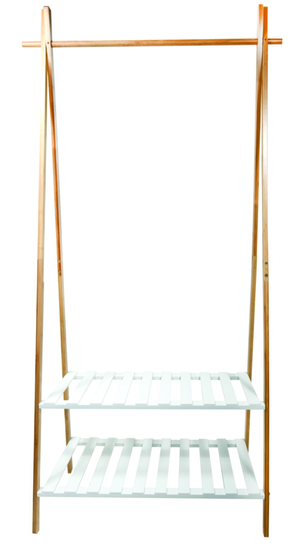 Portant à vêtement avec 2 étagères 65 x 45 x 160 cm bambou/blanc - MSV