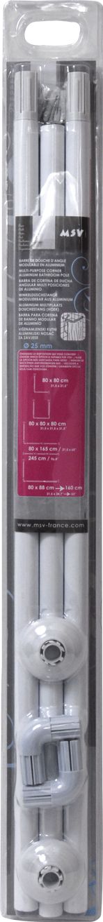 Barre de douche blanche 80 x 80 x 80 cm - MSV