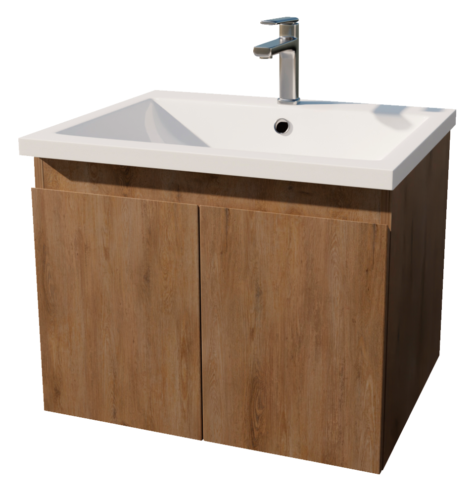 Meuble salle de bain Bois vasque Blanche Essentiel 60x46x47cm