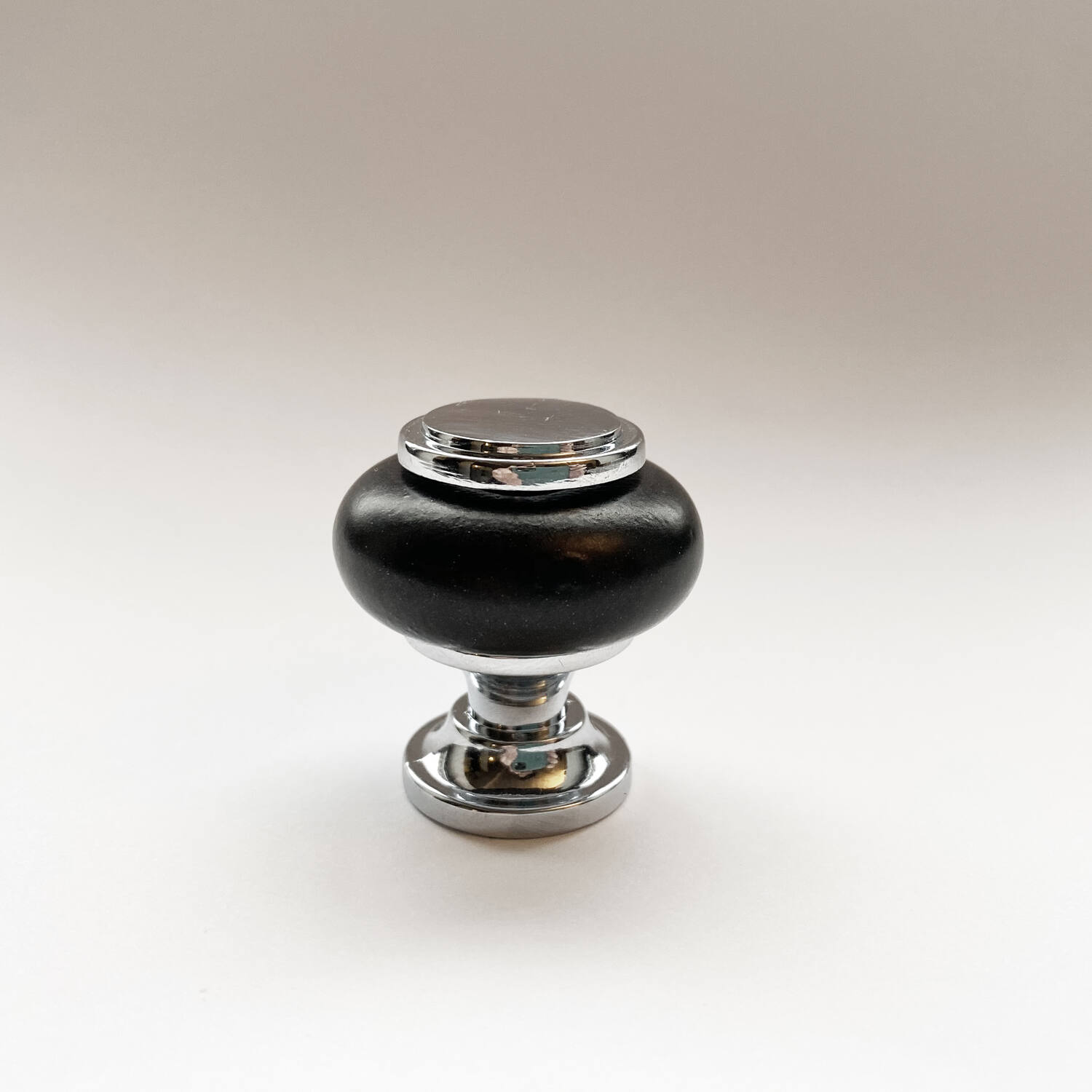 Poignée Bouton Métal Chromée + Epoxy Noir ∅3cm