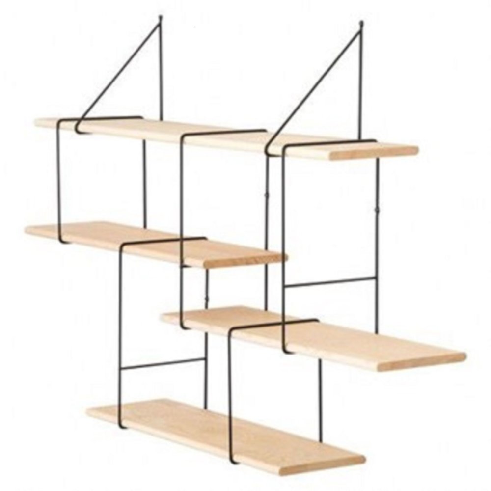 Connecteur de tablettes double rectangle 47 x 19,5 cm métal noir - DECO SYSTEM