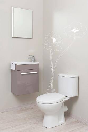 Lave-mains Nino avec Miroir 44cm Taupe Laqué Livré en Kit