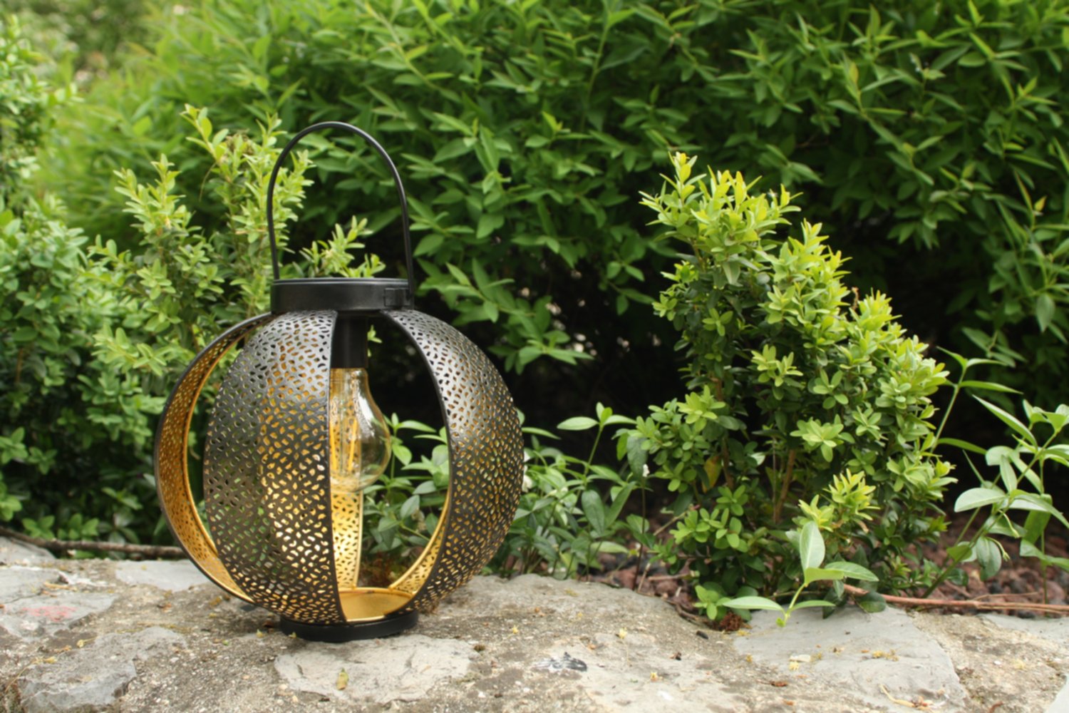 Lanterne solaire en métal Patio Ø20cm Noir