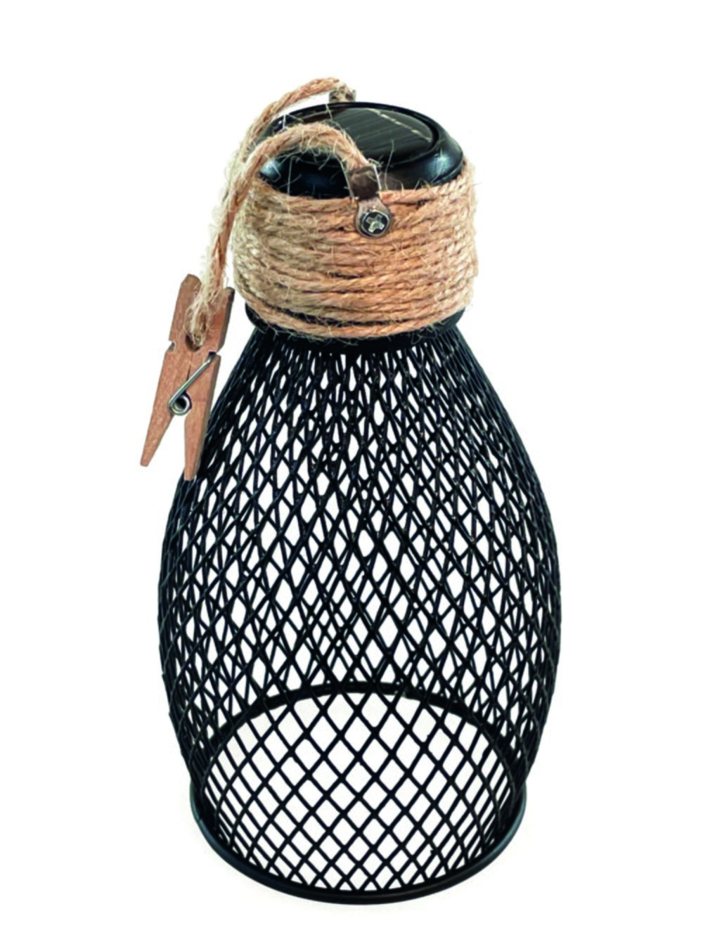 Décoration solaire LED Milky en métal et corde noir