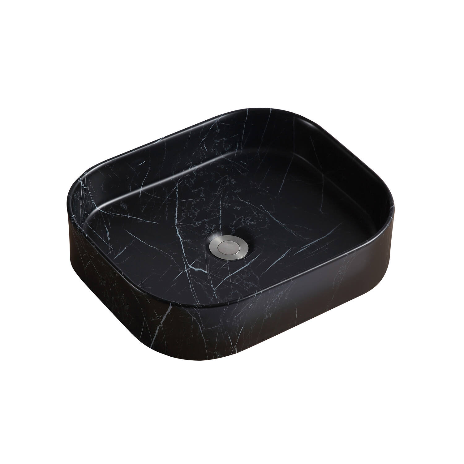 Vasque à poser Nera ovale noire imitation marbre céramique L45xH11xP38cm