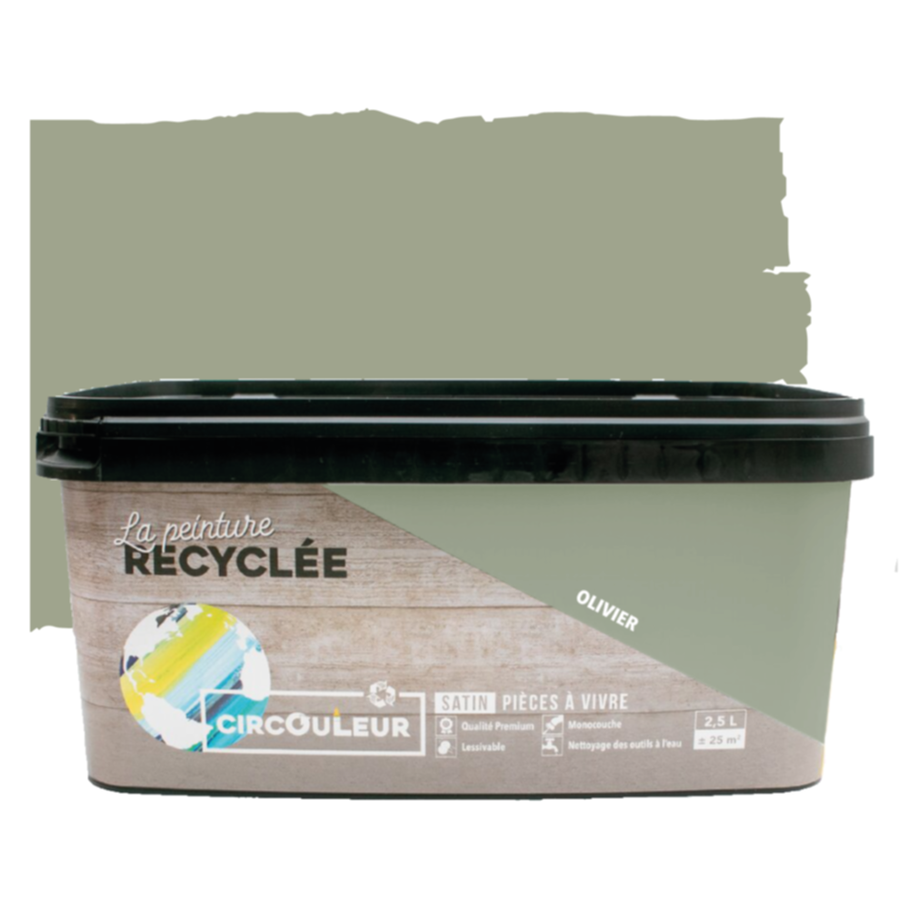 Peinture recyclée murs et boiseries Olivier 2,5L - CIRCOULEUR