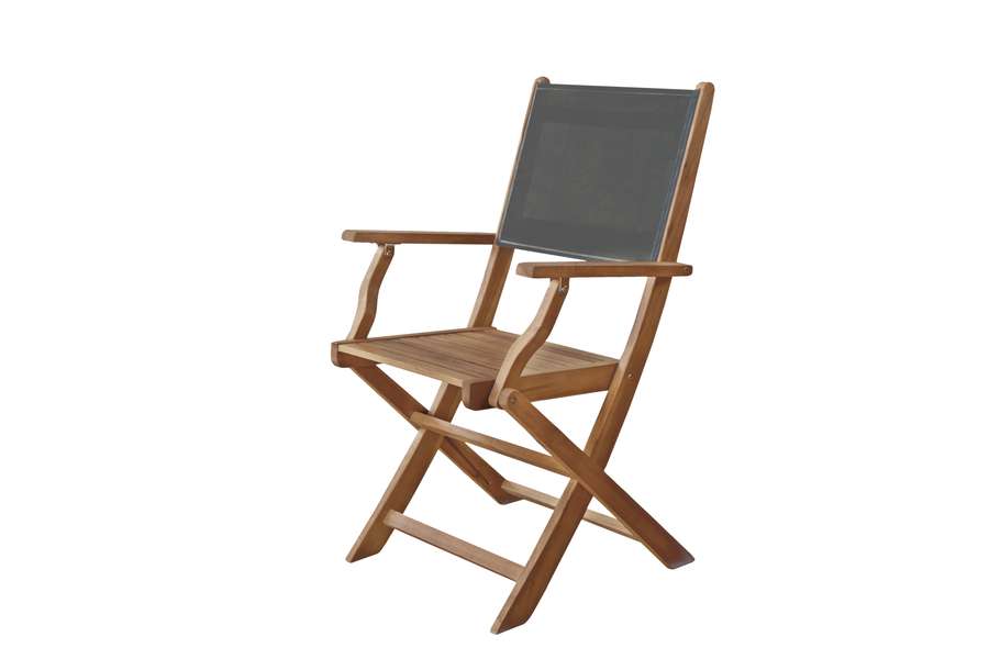 Fauteuil pliant Delphe en acacia + textilène 