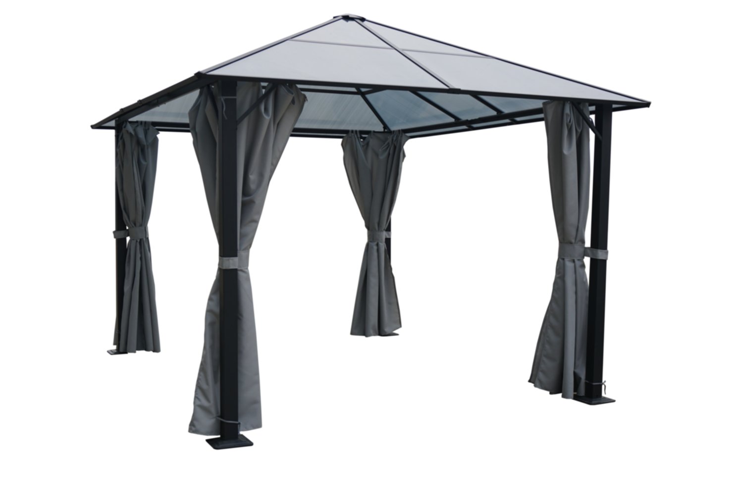 Tonnelle autoportante + rideaux Fidji alu/polyester 3,65x3x2,7m
