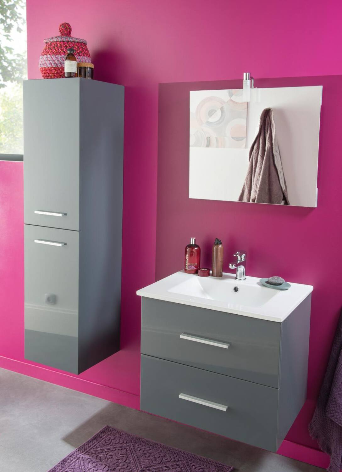 Colonne Salle de Bain Nisa 35x35x140cm Gris Anthracite