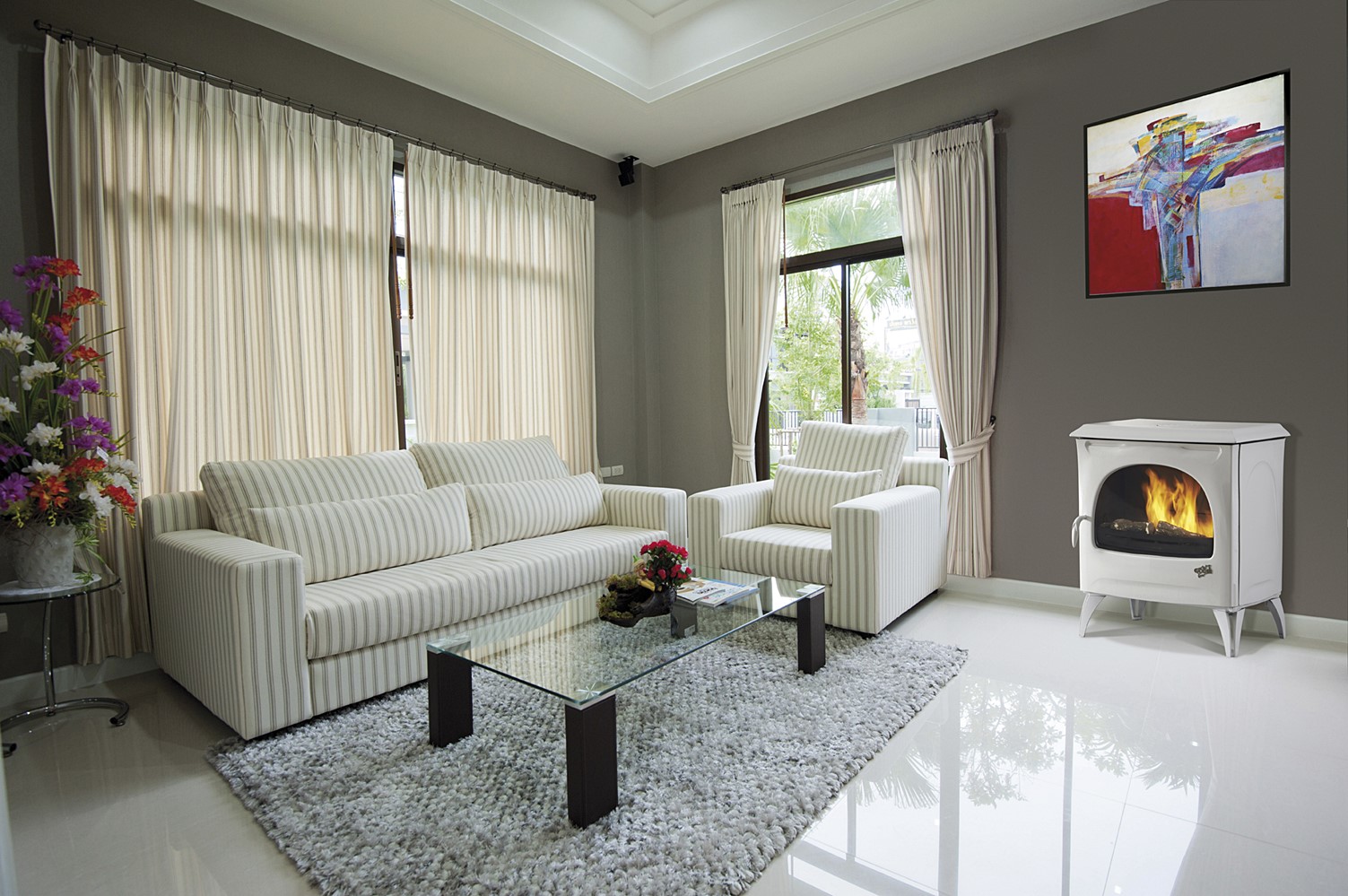 Poêle à bois émaillé blanc COURANCES - GODIN