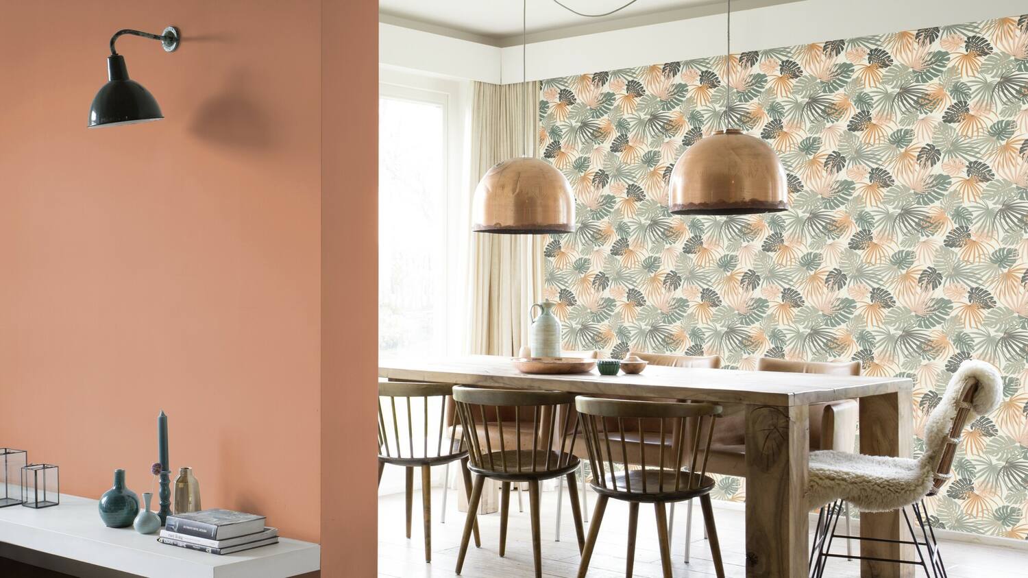 Papier peint vinyle expansé compact intissé tropiques vert blanc 10x0,53m