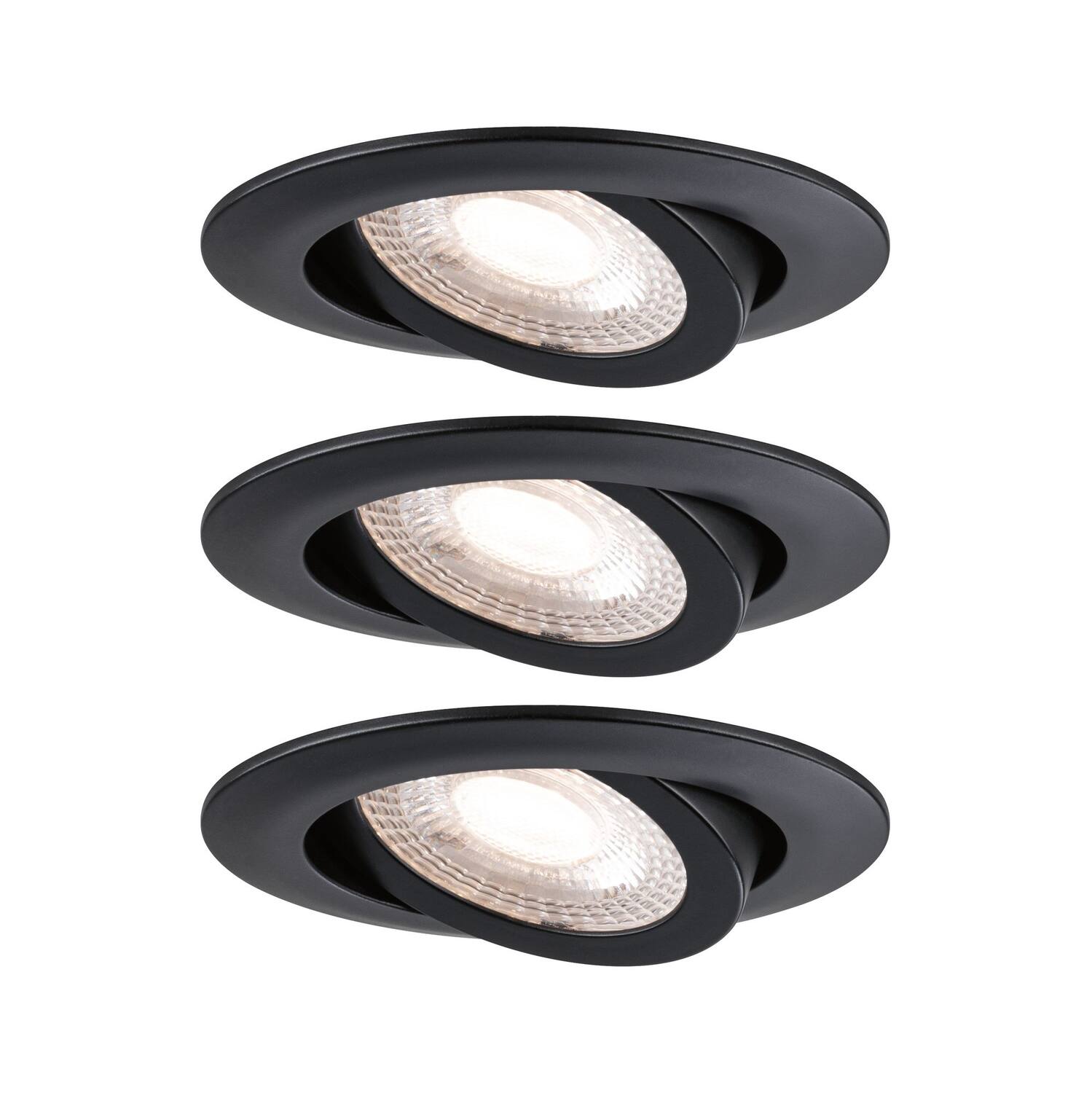 3 Spots LED semi-encastrés orientables 6W 3000K 230V Noir mat/plastique