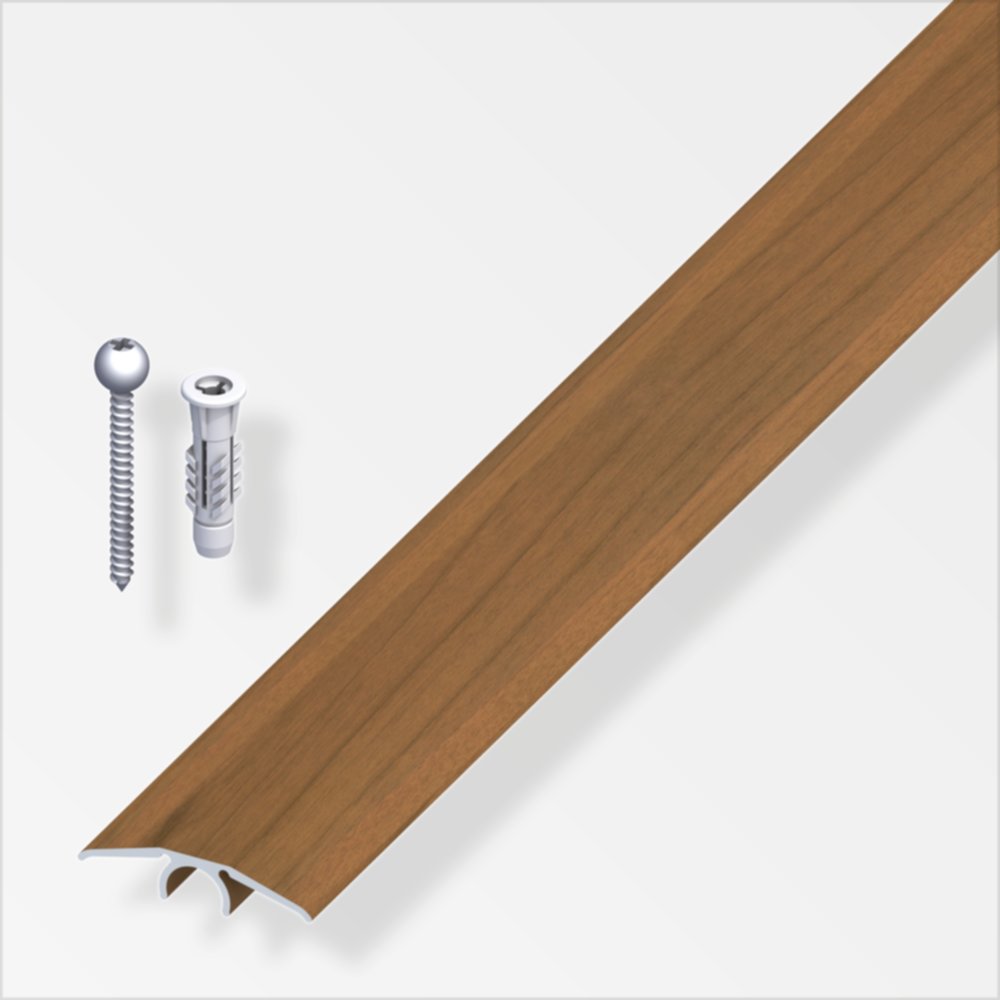 Profilé de jonction vario 33mm aluminium noyer naturel Filmé 0,9m