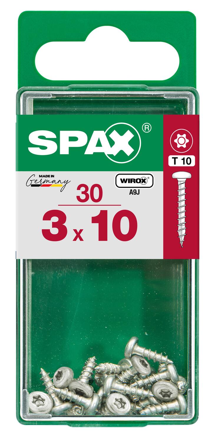 30 vis 3x10 tête large empreinte t-star+ T10 gris SPAX