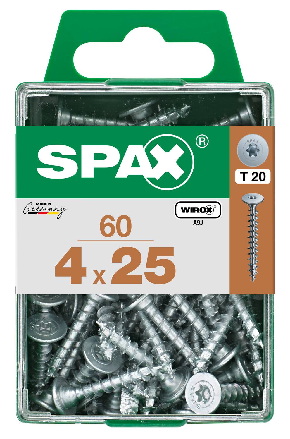60 vis 4x25 tête large empreinte t-star+ T20 gris SPAX