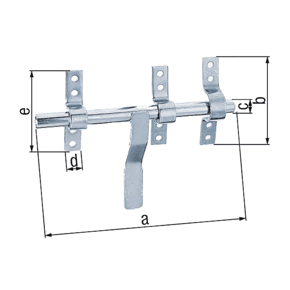 Verrou box Vervelle+gâche attachée zingue 190