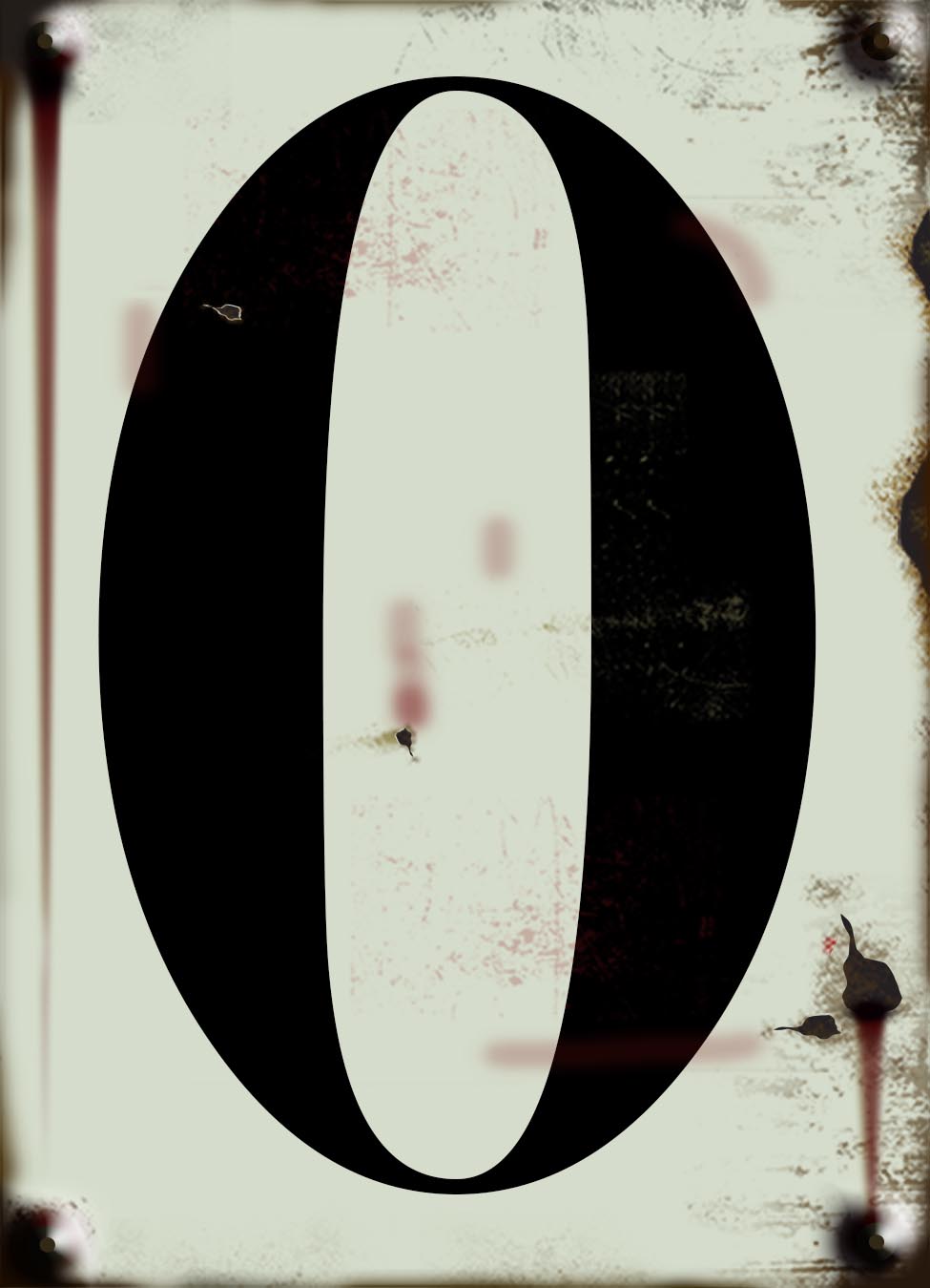 Chiffre vintage N° 0 noir fond beige rigide 