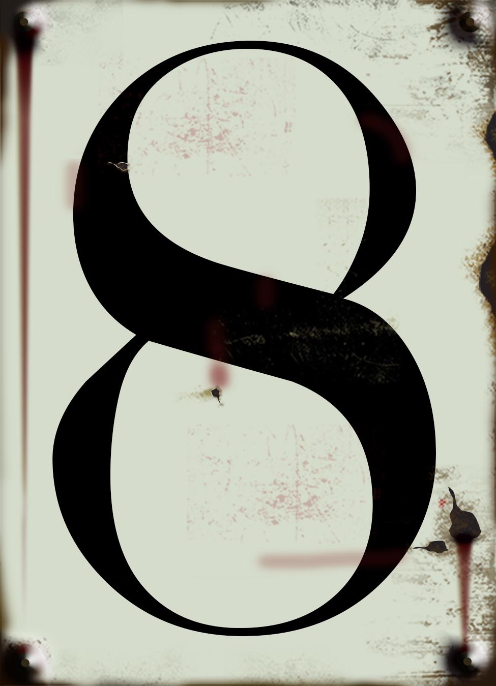 Chiffre vintage N° 8 noir fond beige rigide